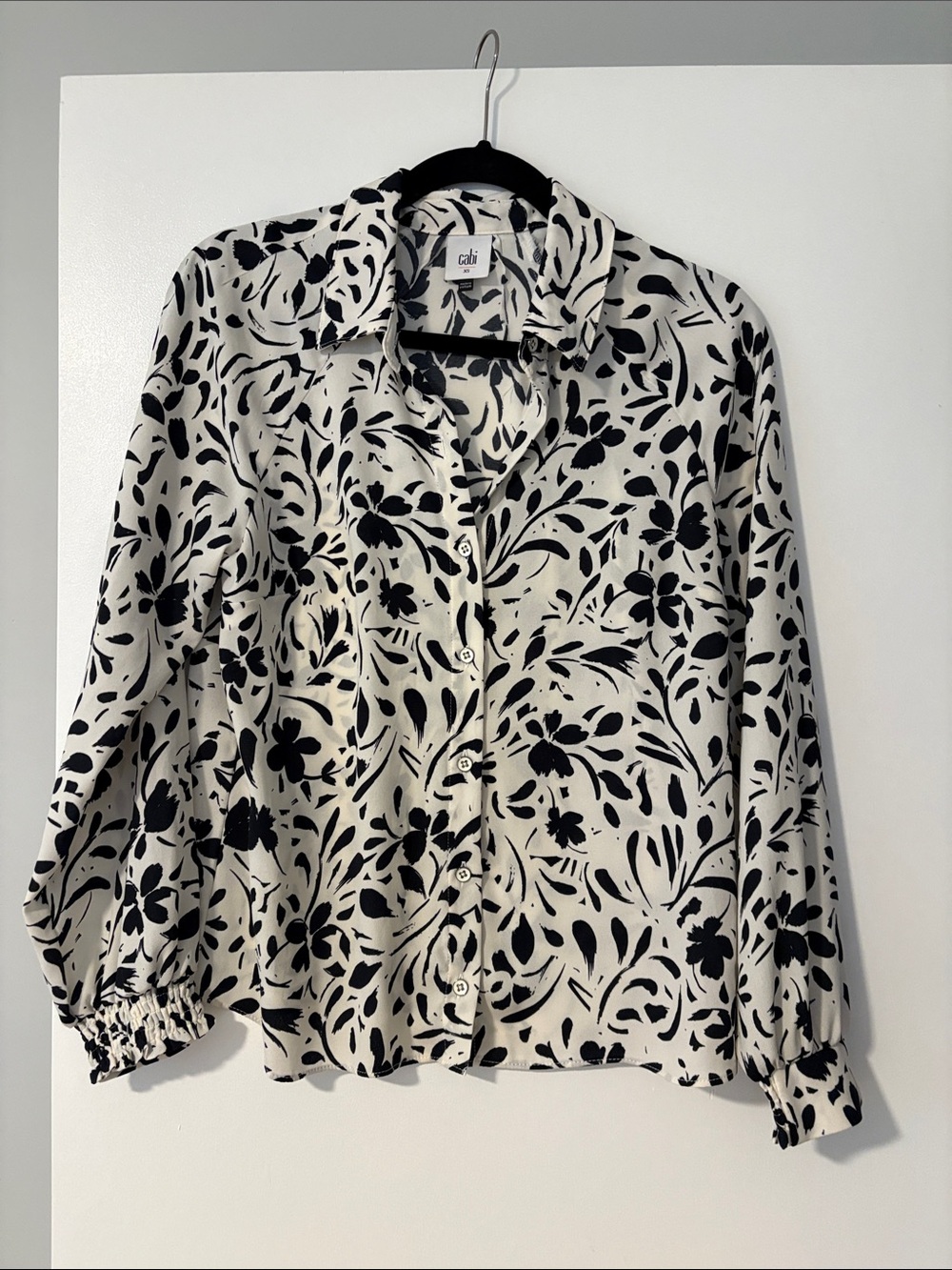 CAbi Quintessential Black and White Floral Button-Down Blouse - Picture 3 of 10
